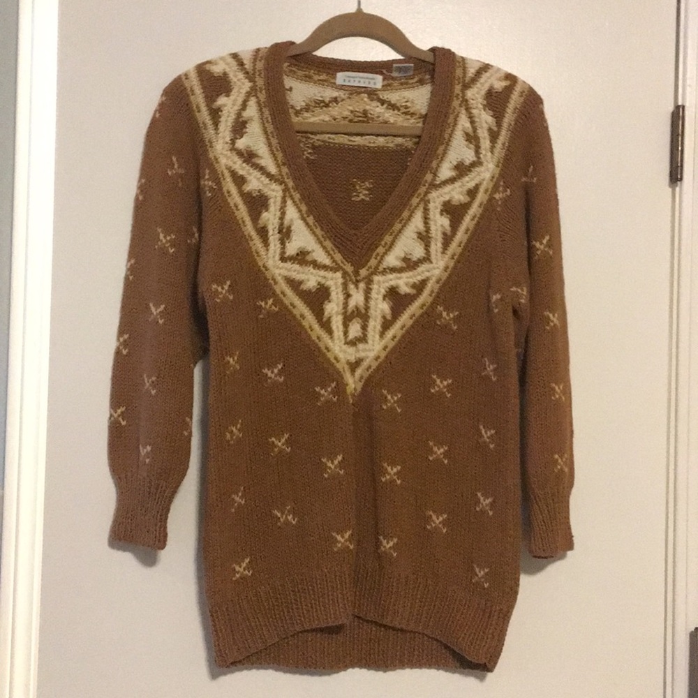 Express Campagnie Internationale V Neck Sweater